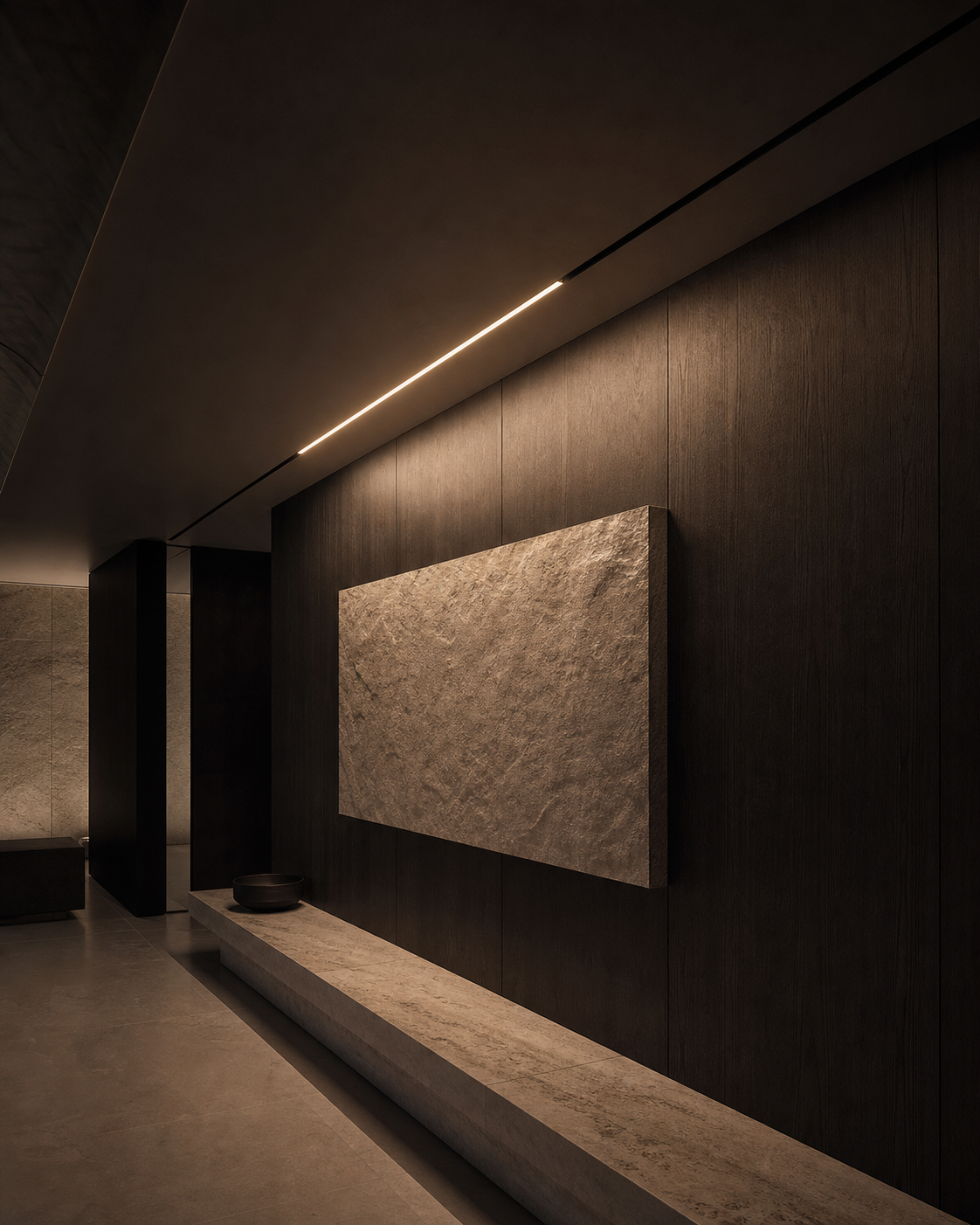 Modulo Nexalume Linear In integrato in un interno scuro