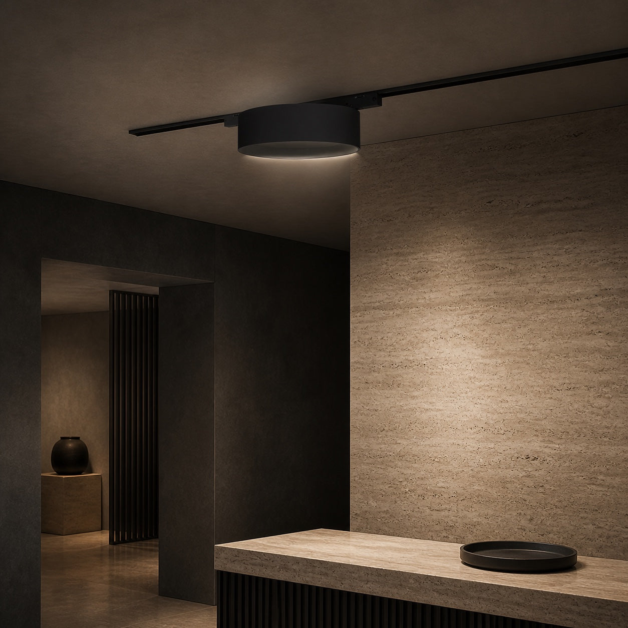 Modulo circolare Nexalume Halo D113 – 1150 lm – 4000 K in un interno contemporaneo di pregio