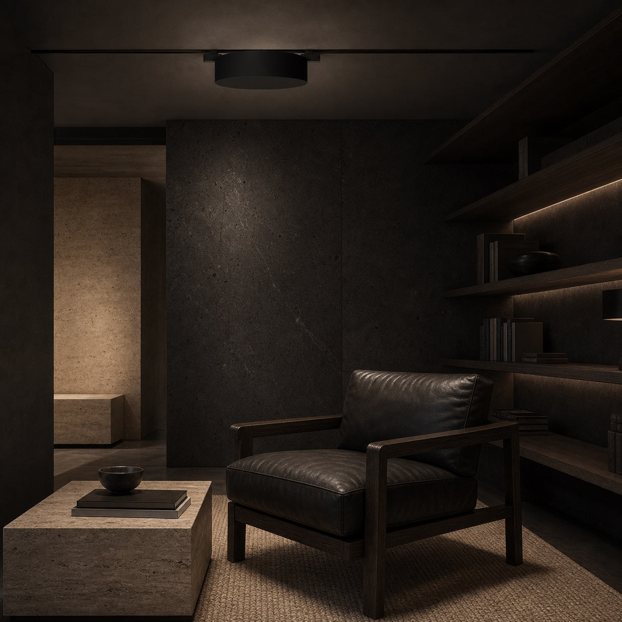 Modulo circolare Nexalume Halo D138 – 1800 lm – 4000 K in un interno contemporaneo di pregio